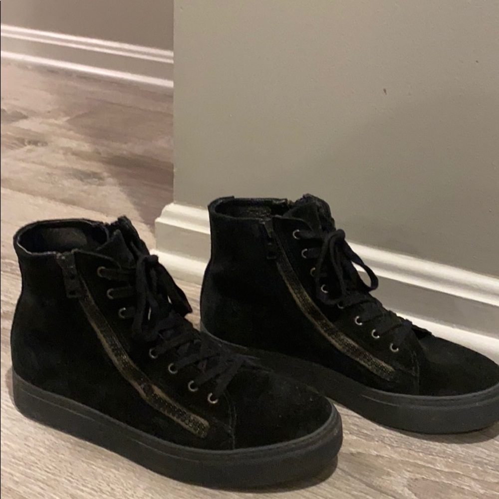 ALLSAINTS Black Suede High-top Zipper Sneakers